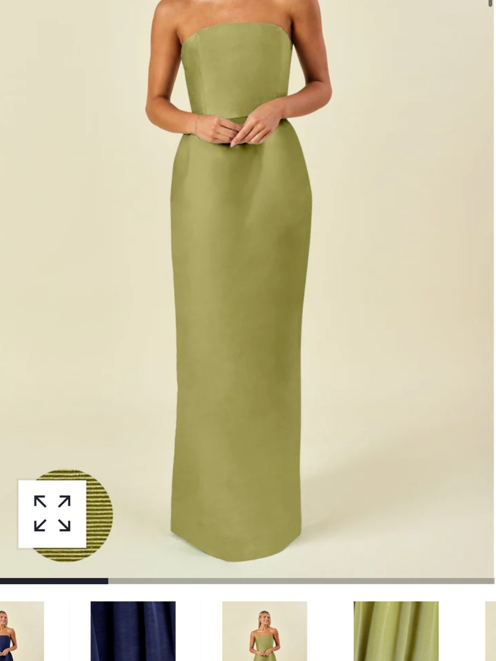 Strapless Olive Green Column Evening Dress
